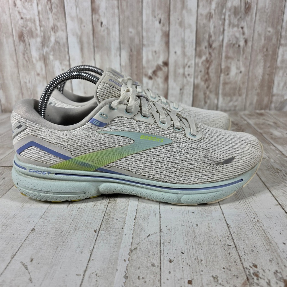 Brooks Ghost 15 Womens Running Shoes Oyster Lilac Lime 1203801B130 Size 9
